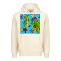 Sandshell 4th of july cacti seamless pattern Premium Hoodie - BundleAndBundleShop