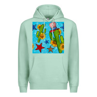 Seafoam 4th of july cacti seamless pattern Premium Hoodie - BundleAndBundleShop