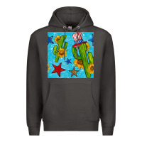 Smoke 4th of july cacti seamless pattern Premium Hoodie - BundleAndBundleShop