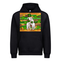 St Patricks Goat Family Shamrock Gold Serape Leopard Glitter Wooden Tu Urban Hoodie | Teevron
