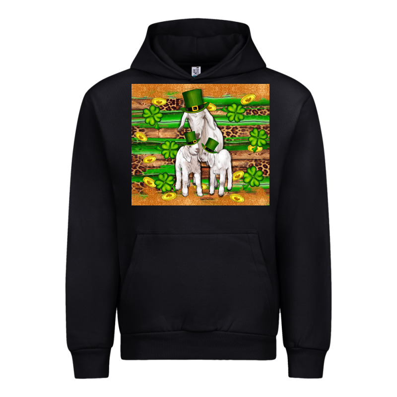 St Patricks Goat Family Shamrock Gold Serape Leopard Glitter Wooden Tu Urban Hoodie by Artiststas | Teevron