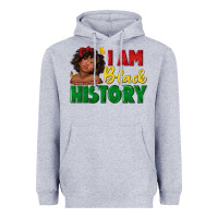 Heather Grey i am black history with afro black girl Heavyweight Hoodie - texasbilliewilder