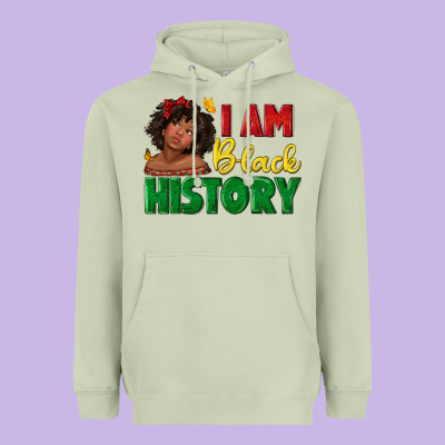 Heavyweight Hoodie i am black history with afro black girl