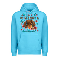 Ocean Blue life is better with a dachshund Premium Hoodie - Jasminsmagicworld