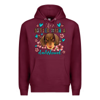 Burgundy life is better with a dachshund Premium Hoodie - Jasminsmagicworld