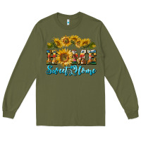 Army Green home sweet home sunflower Long Sleeve Tee - BarkalooDesign