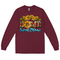 Burgundy home sweet home sunflower Long Sleeve Tee - BarkalooDesign