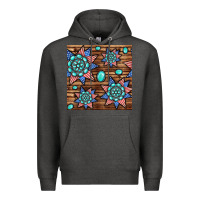 Charcoal Heather 4th of july turquoise gemstone seamless pattern Premium Hoodie - BundleAndBundleShop