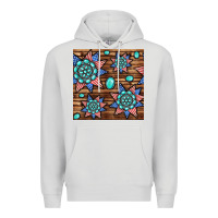 Dove Grey 4th of july turquoise gemstone seamless pattern Premium Hoodie - BundleAndBundleShop