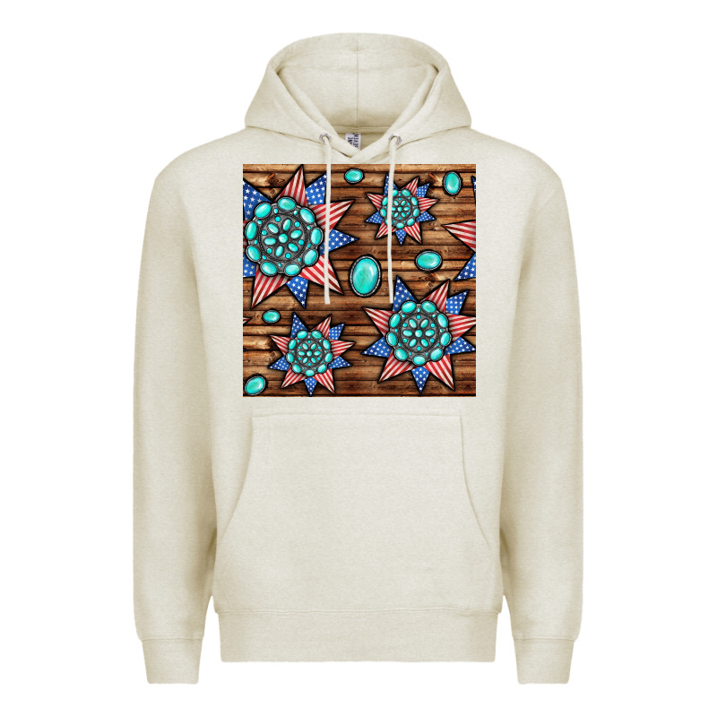 4th Of July Turquoise Gemstone Seamless Pattern Premium Hoodie by BundleAndBundleShop | Teevron