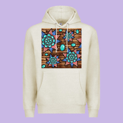4th Of July Turquoise Gemstone Seamless Pattern Premium Hoodie Designed By Bundleandbundleshop