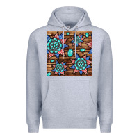Heather Grey 4th of july turquoise gemstone seamless pattern Premium Hoodie - BundleAndBundleShop