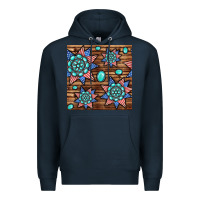 Navy 4th of july turquoise gemstone seamless pattern Premium Hoodie - BundleAndBundleShop