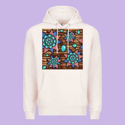 4th Of July Turquoise Gemstone Seamless Pattern Premium Hoodie Designed By Bundleandbundleshop