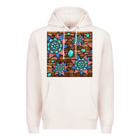 Pale Pink 4th of july turquoise gemstone seamless pattern Premium Hoodie - BundleAndBundleShop