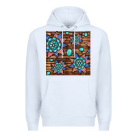 White 4th of july turquoise gemstone seamless pattern Premium Hoodie - BundleAndBundleShop