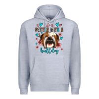 Heather Grey life is better with a bulldog Premium Hoodie - Jasminsmagicworld