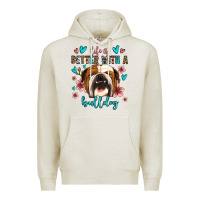 Oatmeal Heather life is better with a bulldog Premium Hoodie - Jasminsmagicworld