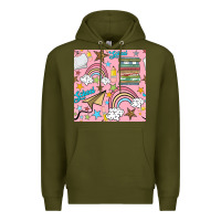 Army Green school with rainbow seamless pattern Premium Hoodie - BundleAndBundleShop