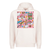 Pale Pink school with rainbow seamless pattern Premium Hoodie - BundleAndBundleShop