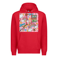 Red school with rainbow seamless pattern Premium Hoodie - BundleAndBundleShop