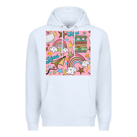 White school with rainbow seamless pattern Premium Hoodie - BundleAndBundleShop