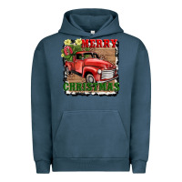 Pigment Midnight Navy merry christmas with truck Urban Hoodie - AdoDesignShop