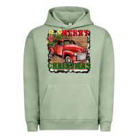 Pigment Oil Green merry christmas with truck Urban Hoodie - AdoDesignShop