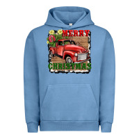 Pigment Pebble Blue merry christmas with truck Urban Hoodie - AdoDesignShop