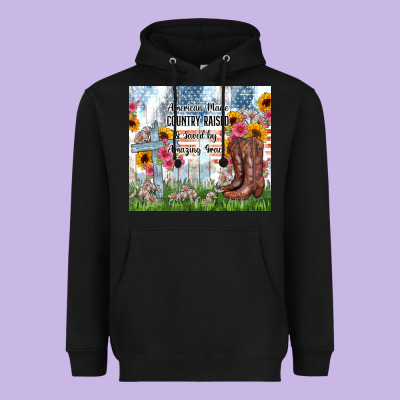 Christian Western American Made Country Raised Heavyweight Hoodie Designed By Zillion Design Studio