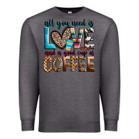 Charcoal Heather all you need is love and a good cup of coffee Premium Sweatshirt - Zillion Design Studio