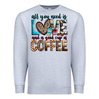 Heather Grey all you need is love and a good cup of coffee Premium Sweatshirt - Zillion Design Studio