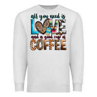 Oatmeal Heather all you need is love and a good cup of coffee Premium Sweatshirt - Zillion Design Studio