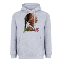 Heather Grey juneteenth black woman Heavyweight Hoodie - texasbilliewilder