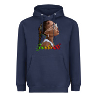 Navy juneteenth black woman Heavyweight Hoodie - texasbilliewilder