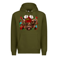 Army Green highland cow christmas Premium Hoodie - JahusDesignShop