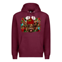 Burgundy highland cow christmas Premium Hoodie - JahusDesignShop