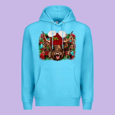 Highland Cow Christmas Premium Hoodie Designed By Jahusdesignshop
