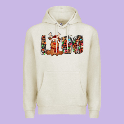 Love Christmas Reindeer Premium Hoodie Designed By Jasminsmagicworld