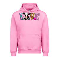 Fuchsia Pink love with cow Urban Hoodie - AdoDesignShop