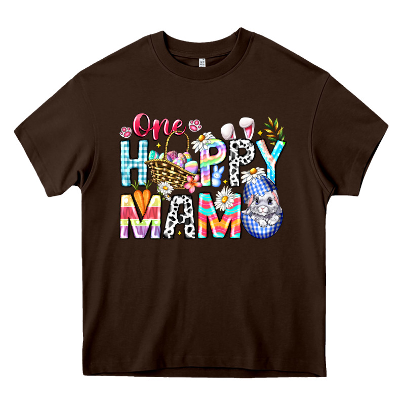 One Happy Mama Easter Bunny Heavy Core Tee by CowhideDigitalArt | Teevron