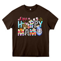 Chocolate Brown One Happy Mama Easter Bunny Heavy Core Tee - CowhideDigitalArt