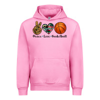 Fuchsia Pink peace love basketball Urban Hoodie - Artiststas