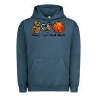 Pigment Midnight Navy peace love basketball Urban Hoodie - Artiststas