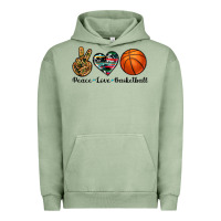 Pigment Oil Green peace love basketball Urban Hoodie - Artiststas