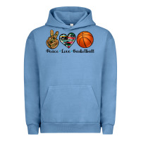 Pigment Pebble Blue peace love basketball Urban Hoodie - Artiststas