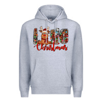 Heather Grey love christmas reindeer Premium Hoodie - Jasminsmagicworld
