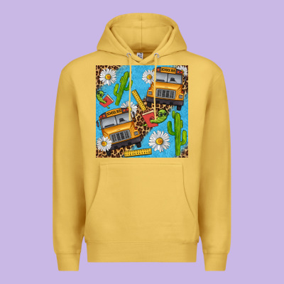 School Bus Seamless Pattern Premium Hoodie Designed By Bundleandbundleshop