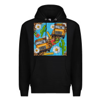 Black school bus seamless pattern Premium Hoodie - BundleAndBundleShop