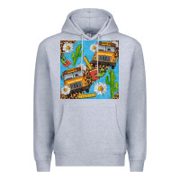 Heather Grey school bus seamless pattern Premium Hoodie - BundleAndBundleShop